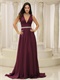 Dark Purple Chiffon Stars Red Carpet Celebrity Dress