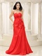 Sweetheart Red Taffeta Arena Compere Evening Dress Brush Train