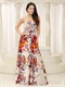 Printed Pattern Strapless Unique Prom Cocktail Dress Colorful