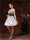 Strapless White With Black Homecoming Dress Fully Ciliiform Lacework