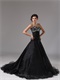 Sweetheart Dropped Waist Black Organza Gothic Style Prom Dress Online