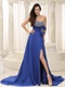 Dignified Royal Blue Gathering Party Dress Bowknot Custom Plus Size