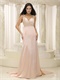 Pearl Pink Elastic Woven Satin Pageant Evening Dress Show Back