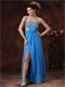 Azure Beaded Decorate Expose Waist Long Split Prom Dress Sexy