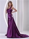 Exciting Eggplant Purple One Shoulder Decent Evening Dress Custom Fit Free