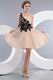 Champagne Sweet 16 Dress With Side Black Applique