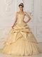 Side Applique Champagne Handmade Quinceanera Dress to Girl