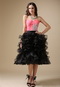 Pink and Black Short Ball Gown Ruffled Cocktail Dress Unique