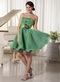 Green Cute Organza Cocktail Dress With Handmade Flower Waistline Unique