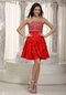 Stpapless Rolling Flower Fabric Cocktail Prom Dress Scarlet Red Unique