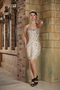 Champagne Mini-length Sequin Cocktail Business Dress With Diamonds Unique