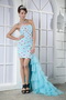 Light Aqua Blue One Shoulder High-low Cocktail Party Dress For Lady Unique