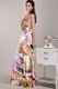 Colorful Printed Fabric Cross Back Women In Prom Dress 2014