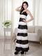 Ombre White and Black Contrast Layers Celebrity Dress Ankle-length
