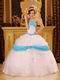 Perfect White Embroidery Details Quinceanera Dress With Aqua