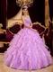 Pretty Lilac And Pink Ruffle Skirt Girls Quince Party Ball Gown