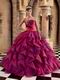 Cascade Fuchsia And Purple Ruffled Skirt Quince Dress Strapless