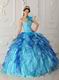 Multi Color Ruffled Cascade Skirt Quince Gowns Sky Blue