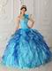 Multi Color Ruffled Cascade Skirt Quince Gowns Sky Blue