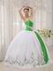 White Dress With Spring Green Emberllish Quinceanera Dress