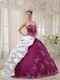 Purple and White Floor Length Ball Dress For Military Party Wear