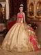 Corset Back Ruffled Skirt Golden Military Ball Dress Sweetheart