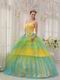 Colorful Bright Yellow And Aqua Sweet 16 Birthday Ball Gown