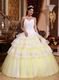 Spaghetti Straps Lace Layers White Quinceanera Dress Pretty