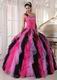 Single One Shoulder Ombre Color Quince Dress With Ruffled Skirt