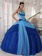 Sky Blue And Dark Blue Quinceanera Dress With Puffy Skirt