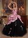 Pink Bodice Open Skirt with Black Applique Tulle Quinceanera Ceremony Wear