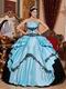 Light Sky Blue Quinceanera Dress With Black Applique