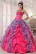Deep Rose Pink 16th Girl Quinceanera Dress With Ruffled Skirt
