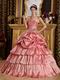 Dark Pink Taffeta Dress to Young Girl Adult Ceremony Party