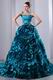 Gorgeous Teal Blue Taffeta Quinceanera Dress With Chapel Train