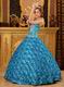 Teal Rolled Flowers Fabric Quinceanera Dress At Cheap Price