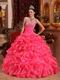 Ruffled Floor Length Skirt Hot Pink Quinceanera Dress Discount