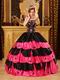 Black And Pink Layers Skirt Quinceanera Dress With Stars