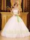 White Quinceanera Dress With Spring Green Embroidery