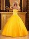 Bright Gold Yellow Quinceanera Dress With Spaghetti Straps