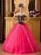 Applique Bodice Sweetheart Hot Pink Petite Quinceanera Dress