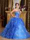 Sweetheart Ruffled Skirt Cerulean Organza Ball Gown Quinceanera