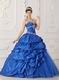 Royal Blue Appliqued Picks-up Quinceanera Dress For Discount