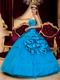 Handmade Flower Appliqued Azure Quinceanera Thick Dress Nice