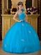 Designer Discount Azure Quinceanera Dress With One Shoulder Straps