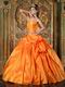 Inexpensive Orange Taffeta Military Ball Gown Corset Back