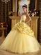 Best Sweetheart Striped Printed Yellow Quinceanera Ball Gown