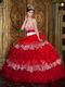 Zebra And Red Layers Skirt Winter Wear Quinceanera Dress