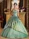 Strapless Appliques Celadon Green Adult Ceremony Dress