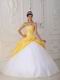 Strapless Beaded A-line Floor Length Daffodil Dress To Quinceanera